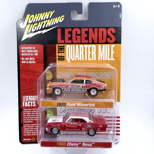 Johnny Lightning 1970 Ford Maverick 1966 Chevy Nova 1:64 przód