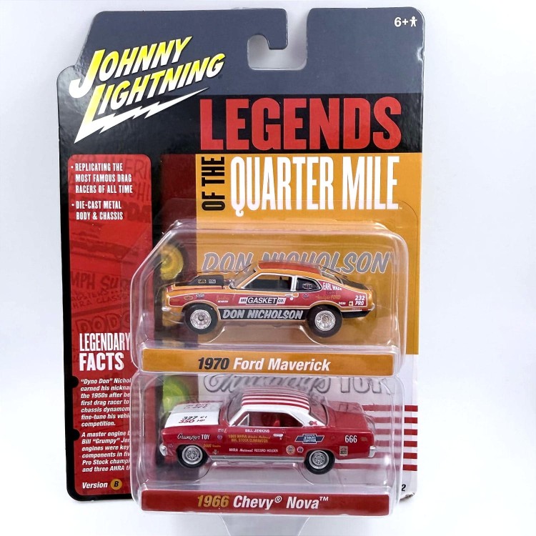 Johnny Lightning 1970 Ford Maverick 1966 Chevy Nova 1:64 przód