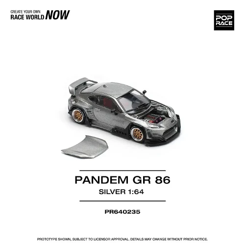 Pop Race Toyota Pandem GR86 Silver 1:64 przód