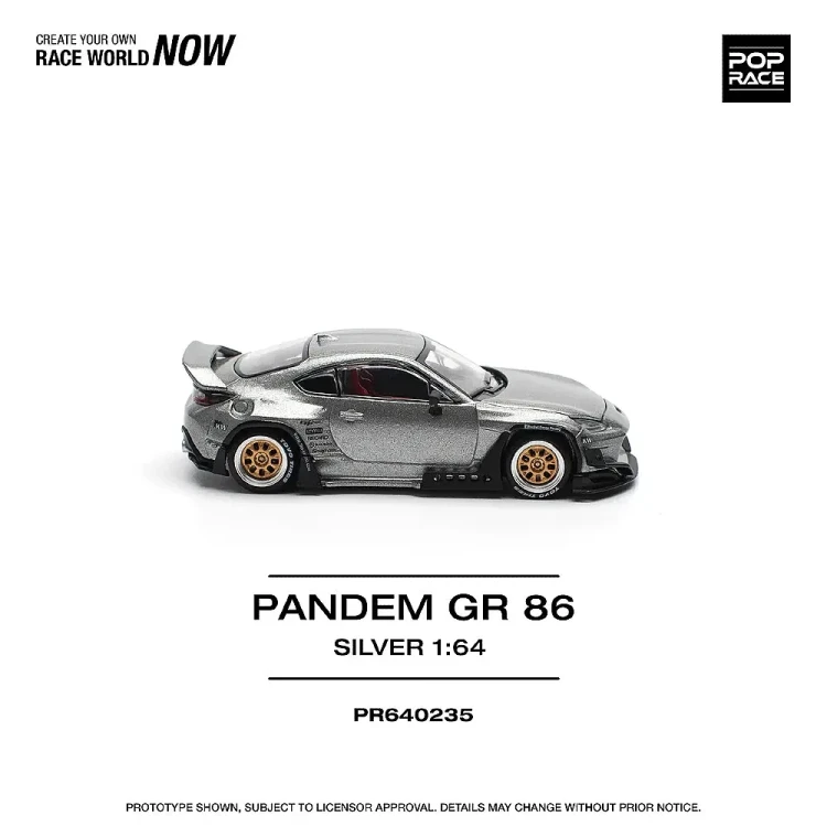 Pop Race Toyota Pandem GR86 Silver 1:64 bok