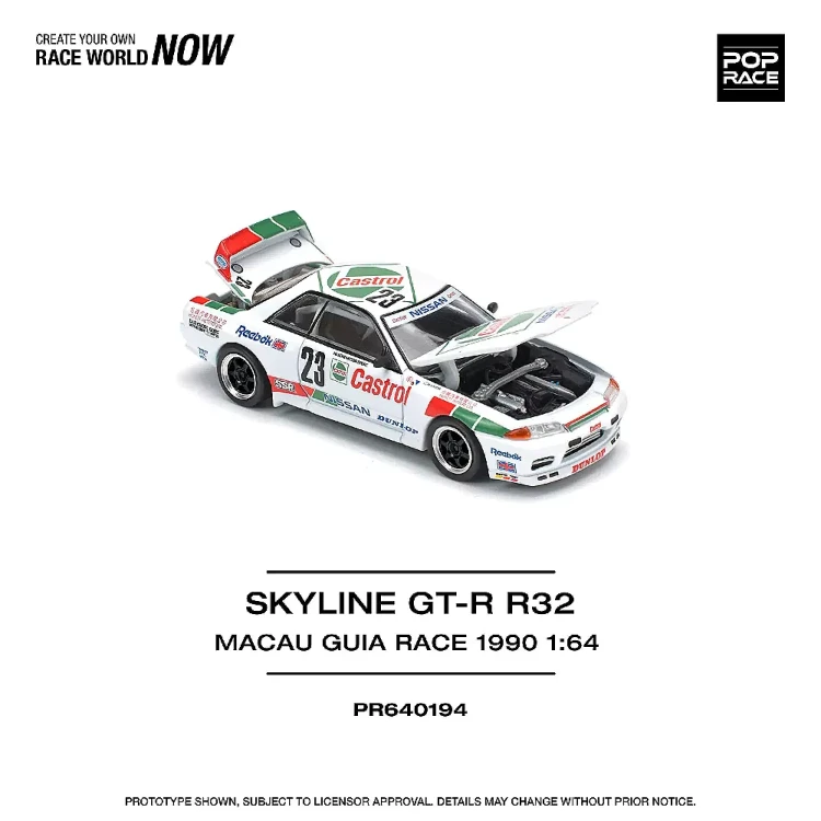 Pop Race Nissan Skyline GTR R32 1:64 Macau Guia Race 1990 przód