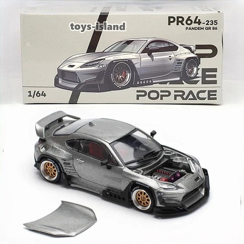Pop Race Toyota Pandem GR86 Silver 1:64 box