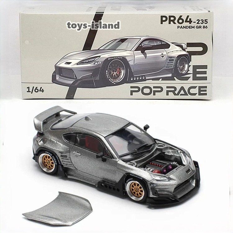 Pop Race Toyota Pandem GR86 Silver 1:64 box