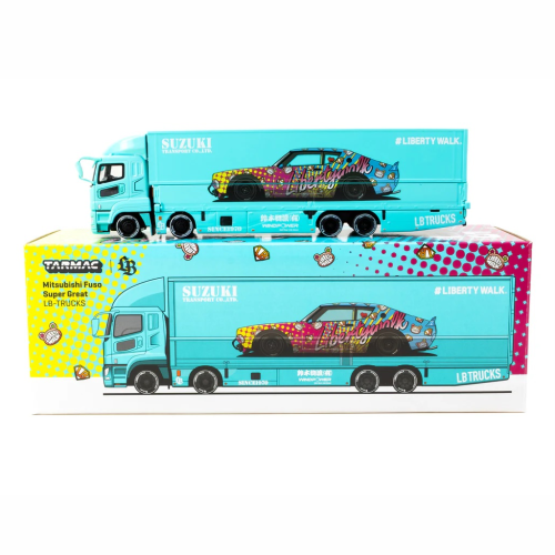 Tarmac Works Liberty Walk Mitsubishi Fuso Super Great LB-TRUCKS Light Blue 1:64 box