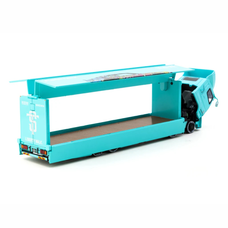 Tarmac Works Liberty Walk Mitsubishi Fuso Super Great LB-TRUCKS Light Blue 1:64 tył