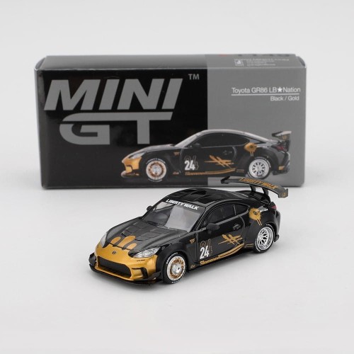 MINI GT Toyota GR86 LB★Nation Black / Gold 1:64 box