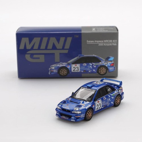 MINI GT Subaru Impreza WRC99 #23 2000 Acropolis Rally 1:64 box