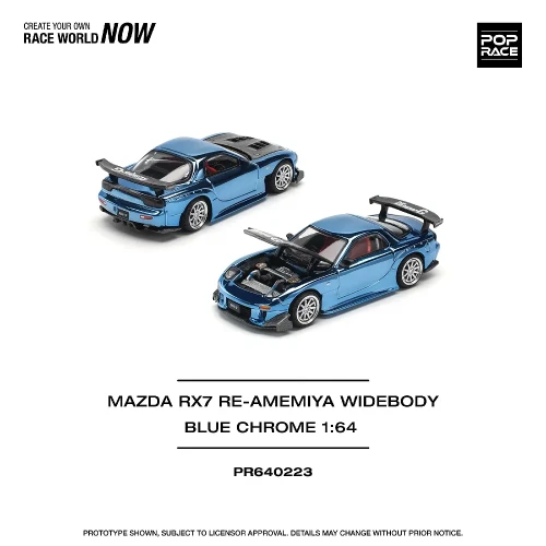 Pop Race Mazda RX7 RE-Amemiya Blue Chrome 1:64 przód