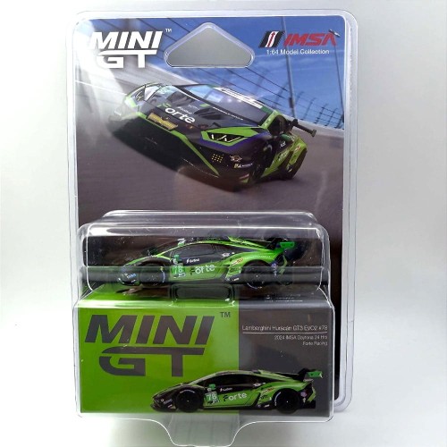 Mini GT Lamborghini Huracán GT3 EVO2 #78 Forte Racing 2024 IMSA Daytona 24 Hrs 1:64 przód