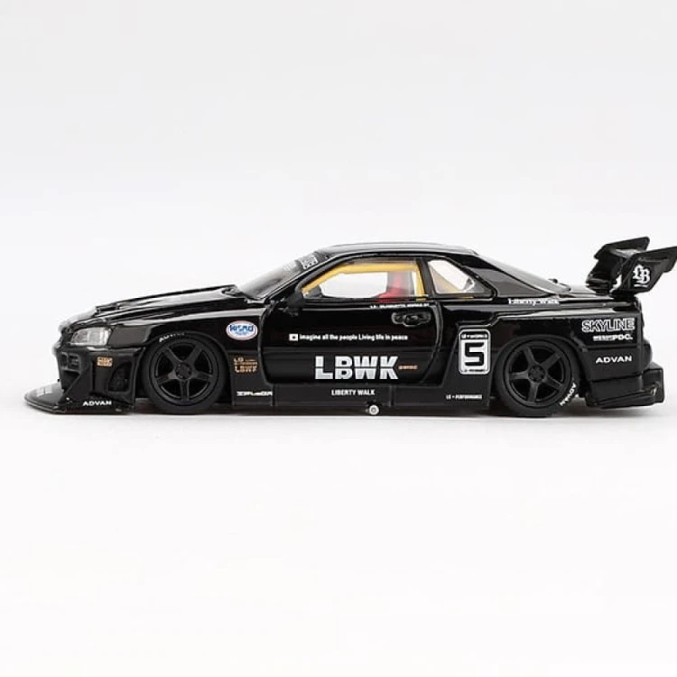 MINI GT Nissan LB-ER34 Super Silhouette SKYLINE Black 1:64 bok