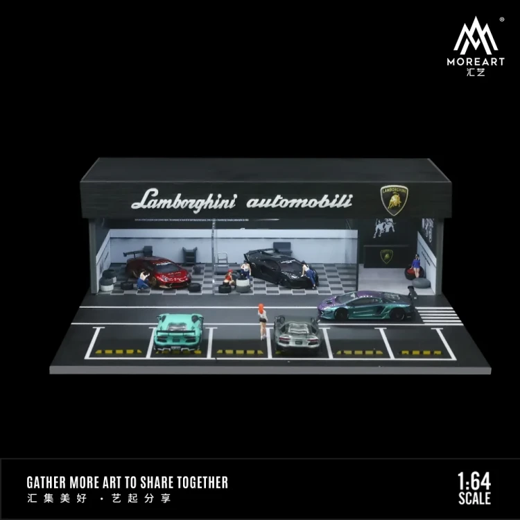 MoreArt Diorama Lamborghini warsztat tuningowy 1:64 przód
