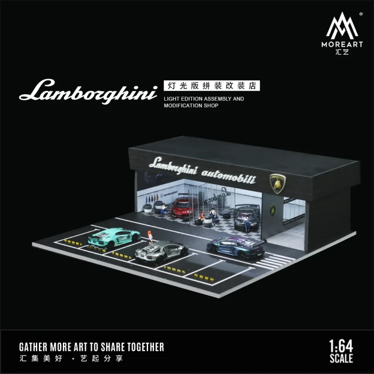 MoreArt Diorama Lamborghini warsztat tuningowy 1:64 bok