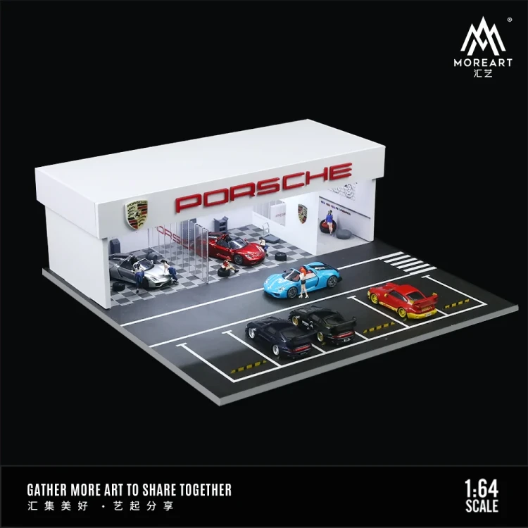 MoreArt Diorama Porsche warsztat tuningowy Led 1:64 bok