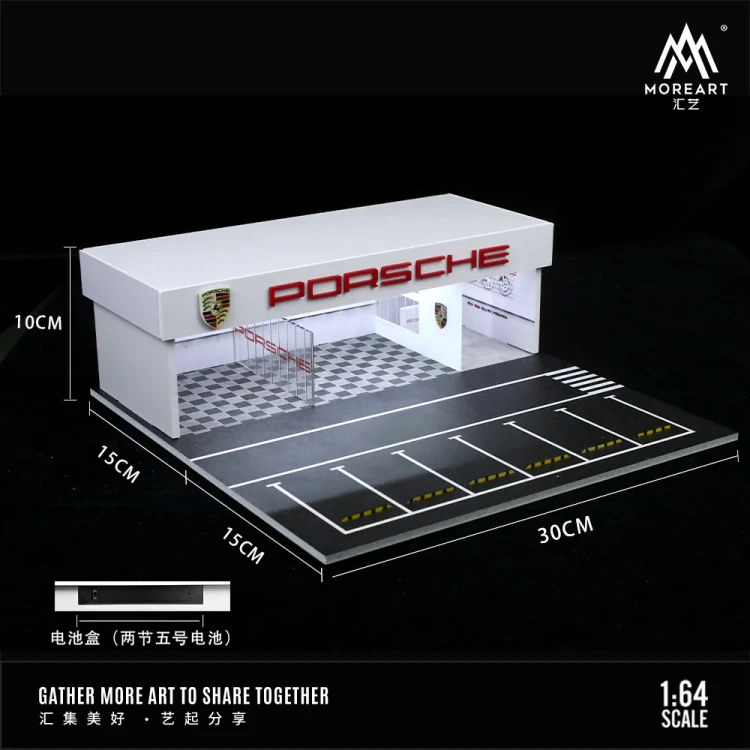 MoreArt Diorama Porsche warsztat tuningowy Led 1:64 bok detal