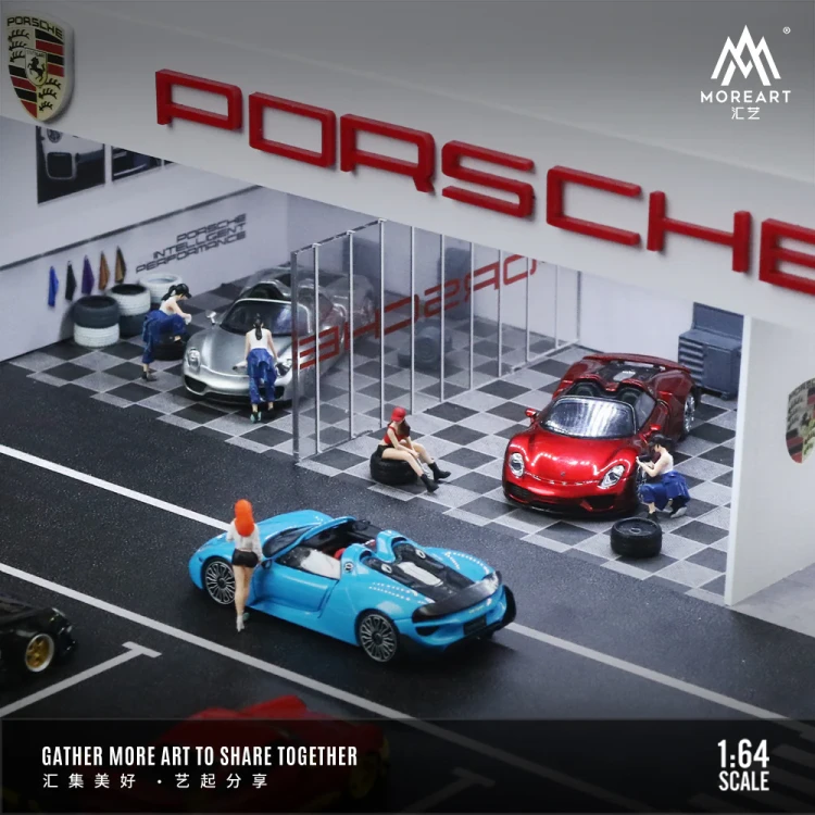 MoreArt Diorama Porsche warsztat tuningowy Led 1:64 detal