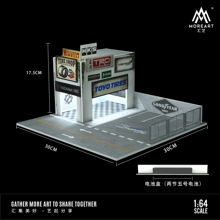 MoreArt Diorama Warsztat samochodowy – model retro 1:64 detal 2