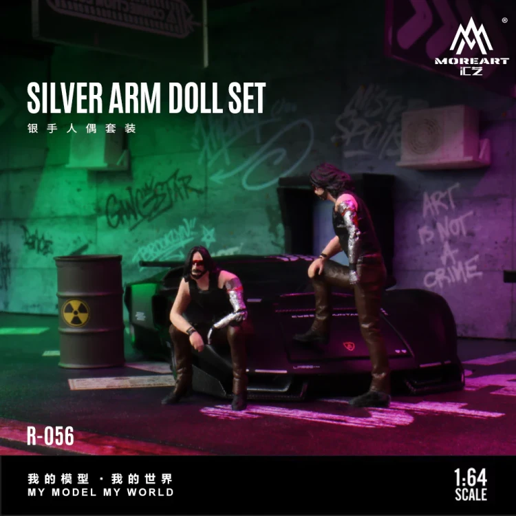 MoreArt Figurki Silver Arm Figurine set + Biohazard barrel 1:64 bok