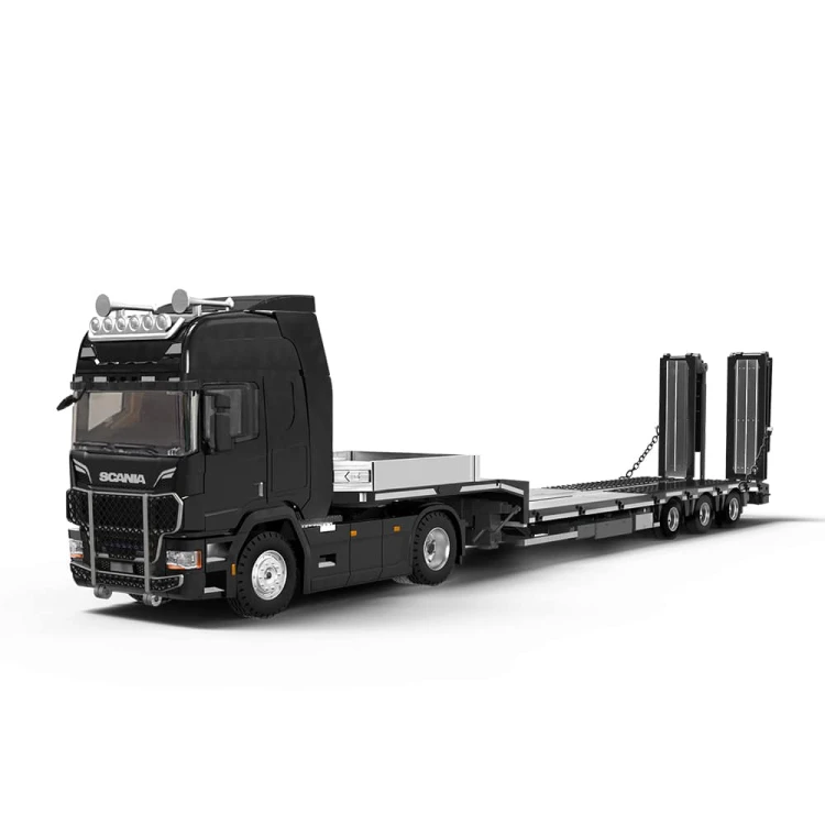 TimeMicro Scania Flatbed Transport Vehicle Czarna 1:64 przód