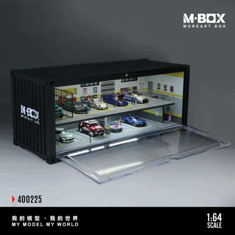 MoreArt M-BOX Garage Parking Diorama LED Poziomowa zamykana 1:64 przód