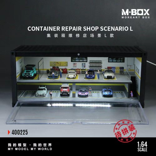 MoreArt M-BOX Garage Parking Diorama LED Poziomowa zamykana 1:64 przód detal