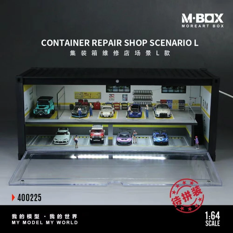 MoreArt M-BOX Garage Parking Diorama LED Poziomowa zamykana 1:64 przód detal