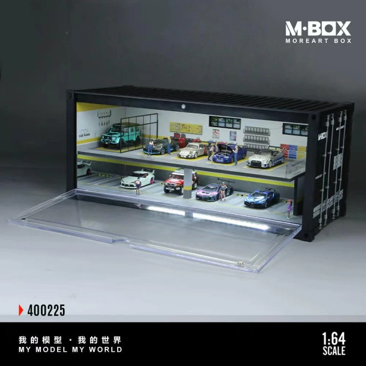 MoreArt M-BOX Garage Parking Diorama LED Poziomowa zamykana 1:64 bok detal
