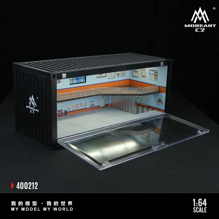 MoreArt M-BOX Container Repair Shop Scenario E zamykana LED 1:64 bok detal