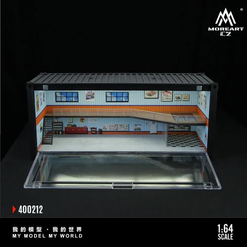MoreArt M-BOX Container Repair Shop Scenario E zamykana LED 1:64 przód detal