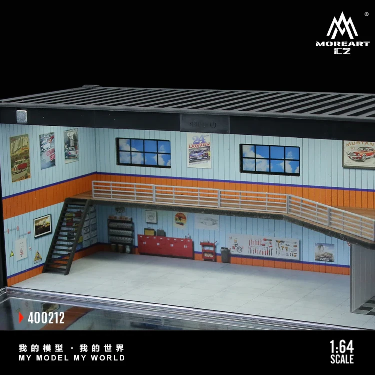 MoreArt M-BOX Container Repair Shop Scenario E zamykana LED 1:64 detal 2