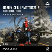 MoreArt Harley Blue Motorcycle Tough Biker Figure 1:64 resin bok scena