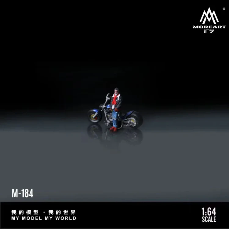 MoreArt Harley Blue Motorcycle Tough Biker Figure 1:64 resin przód