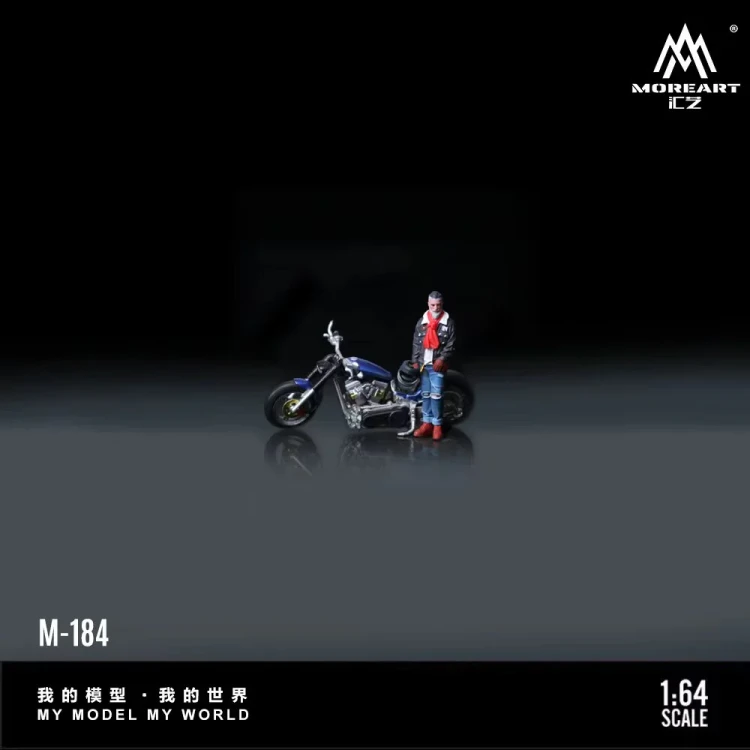 MoreArt Harley Blue Motorcycle Tough Biker Figure 1:64 resin bok