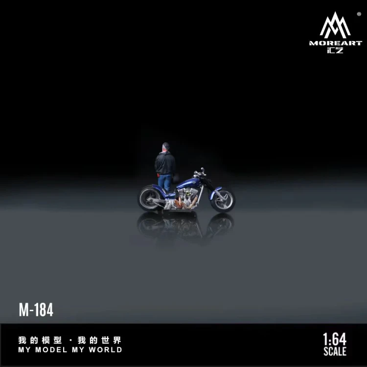 MoreArt Harley Blue Motorcycle Tough Biker Figure 1:64 resin tył