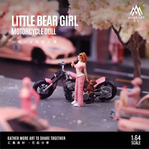 MoreArt Little Girl Motorcycle Doll Set 1:64 resin przód