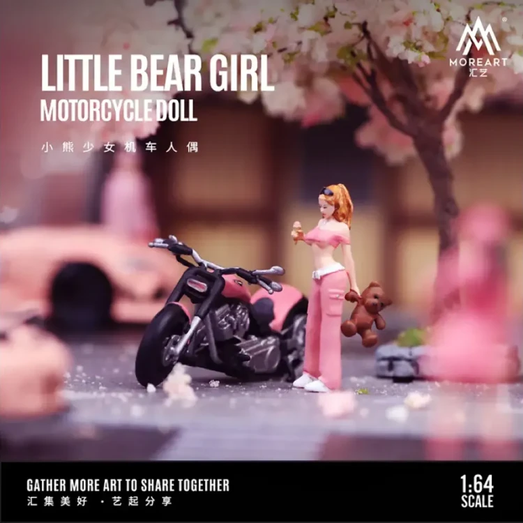 MoreArt Little Girl Motorcycle Doll Set 1:64 resin przód detal