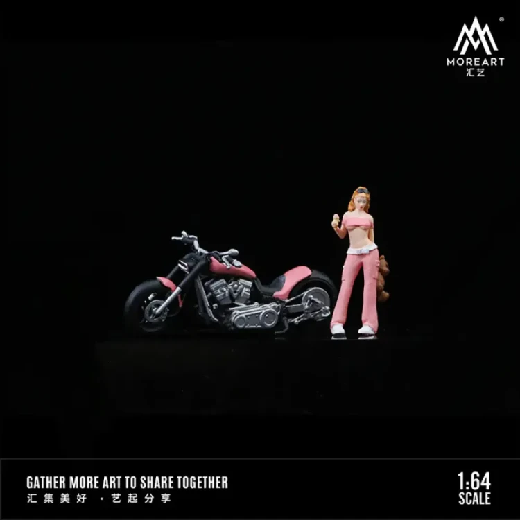 MoreArt Little Girl Motorcycle Doll Set 1:64 resin przód