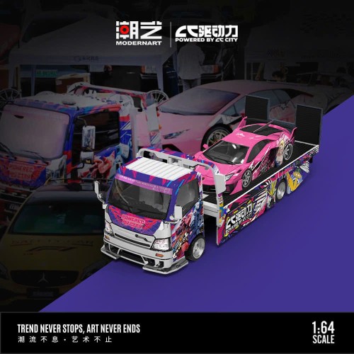 ModernArt Lamborghini Aventador SVJ and H300 Trailer Set Drive Force 1:64 set