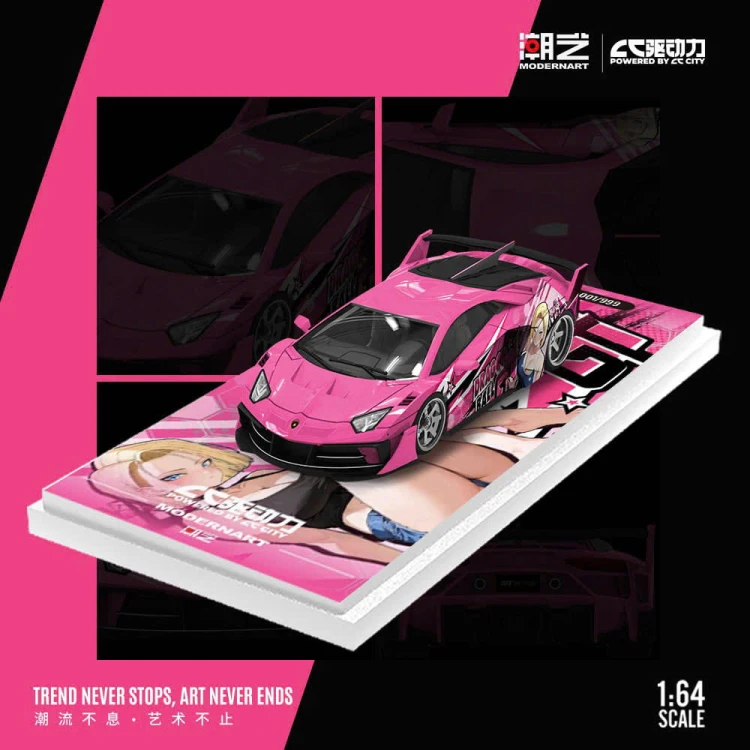 ModernArt Lamborghini Aventador SVJ and H300 Trailer Set Drive Force 1:64 przód detal