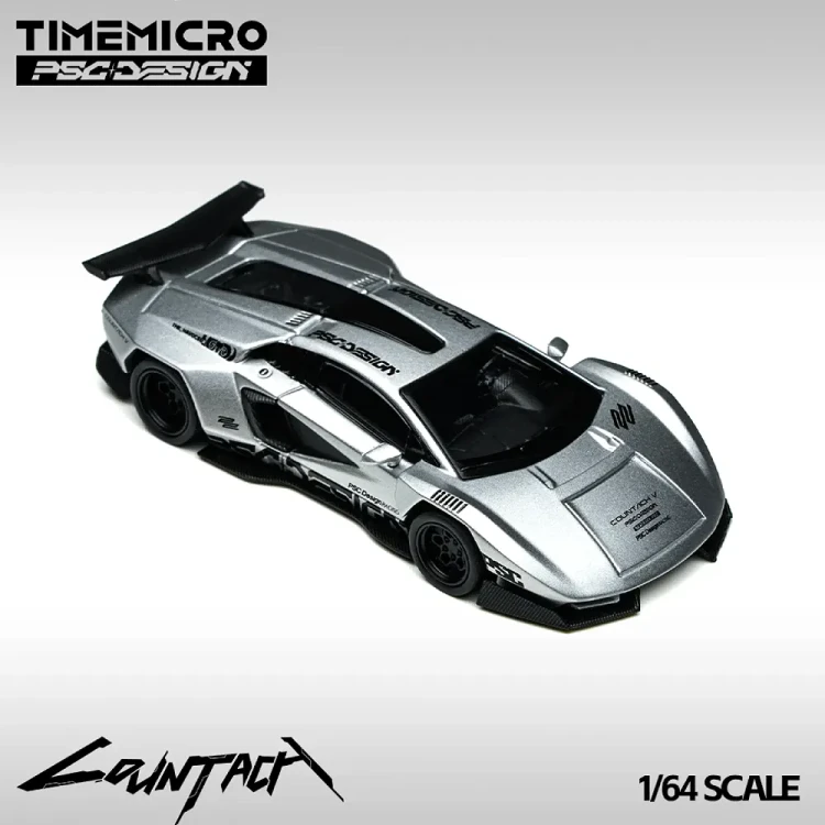 TimeMicro X PSC DESIGN 1:64 Lamborghini Countach “V” Ver. Silver 1:64 przód