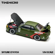 TimeMicro Nissan Skyline GT-R R34 Matte Green 1:64 tył detal