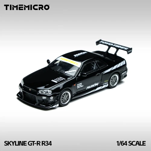 TimeMicro Nissan Skyline GT-R R34 Black 1:64 przód