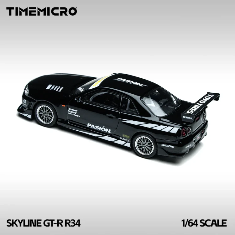 TimeMicro Nissan Skyline GT-R R34 Black 1:64 tył