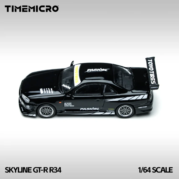 TimeMicro Nissan Skyline GT-R R34 Black 1:64 bok detal