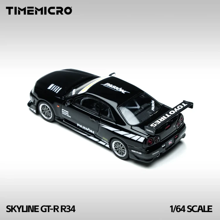 TimeMicro Nissan Skyline GT-R R34 Black 1:64 tył detal