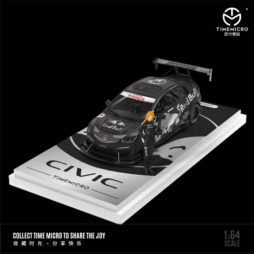 TimeMicro Honda Civic RedBull black Livery z figurką 1:64 przód