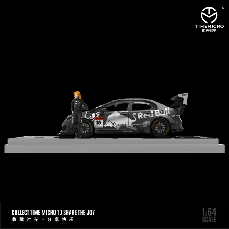 TimeMicro Honda Civic RedBull black Livery z figurką 1:64 bok