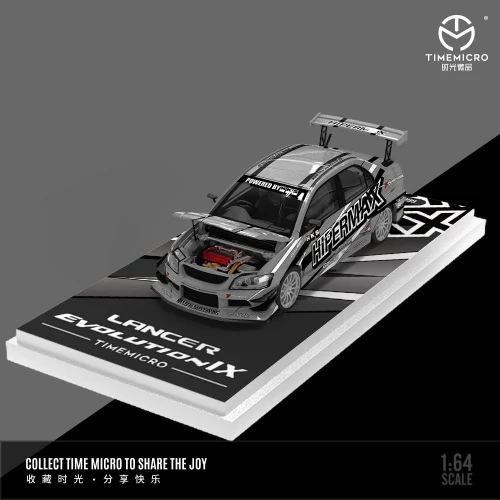 TimeMicro Mitsubishi Evolution IX HIPERMAX HKS Livery Silver 1:64 przód