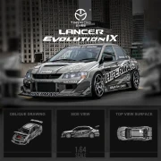 TimeMicro Mitsubishi Evolution IX HIPERMAX HKS Livery Silver 1:64 plakat
