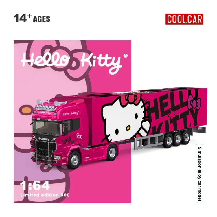 Cool.Car Scania Container Truck Dark Pink Hello Kitty Livery 1:64  przód