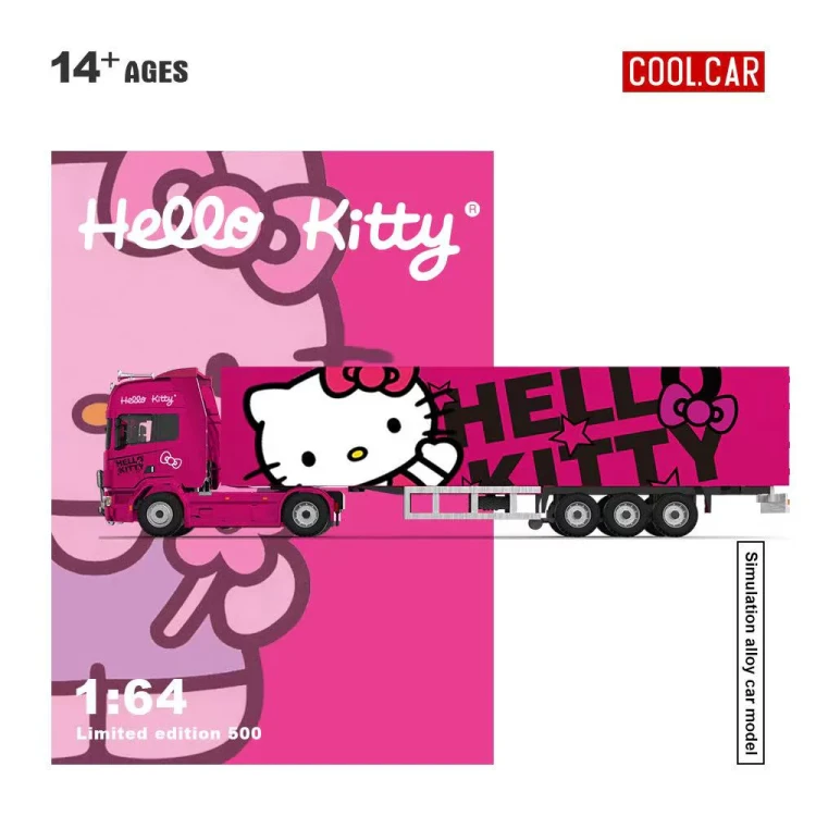 Cool.Car Scania Container Truck Dark Pink Hello Kitty Livery 1:64 bok